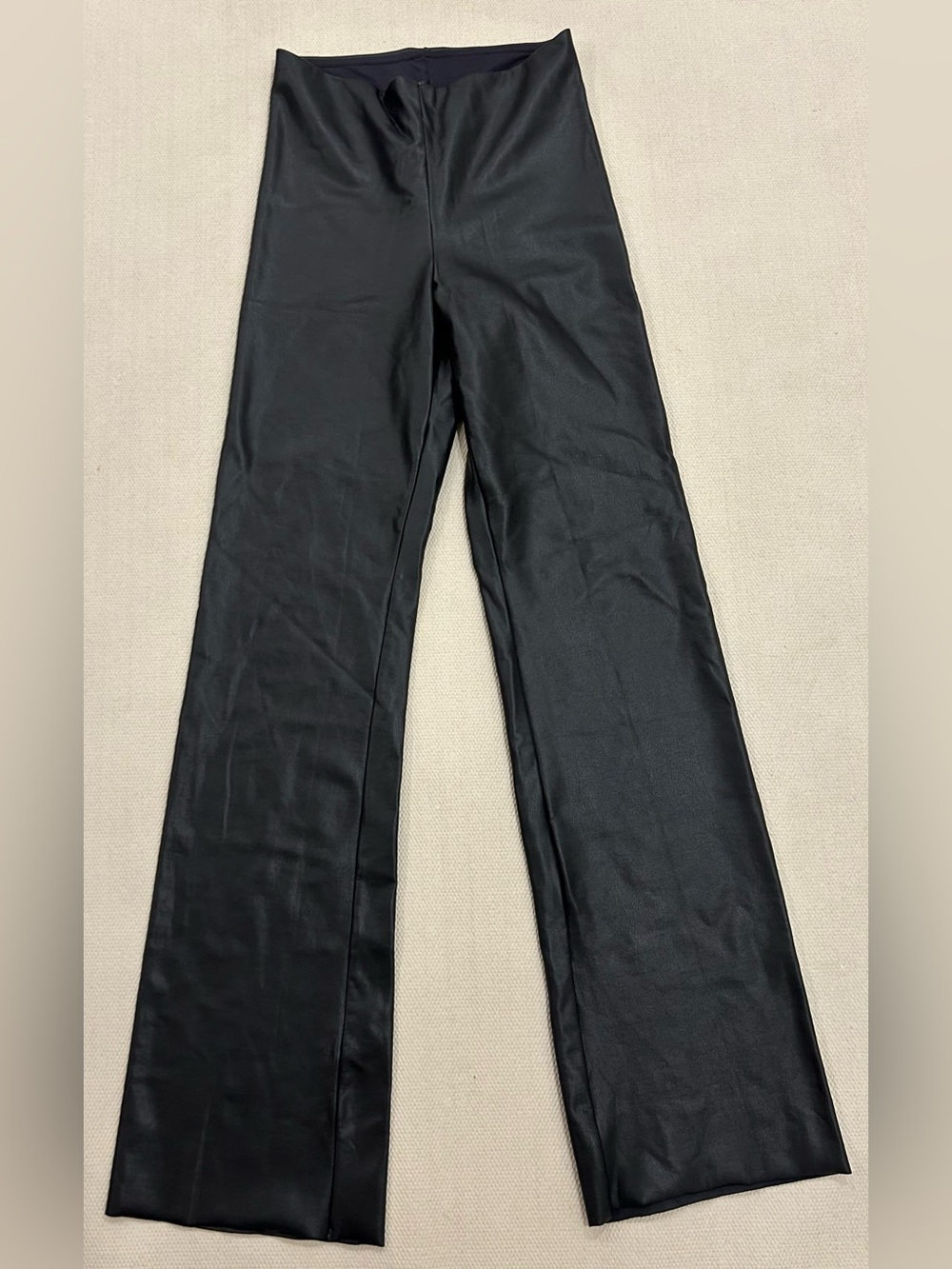 SKIMS Women’s Faux Leather Bootcut High Rise Stretch Pants Black Size M